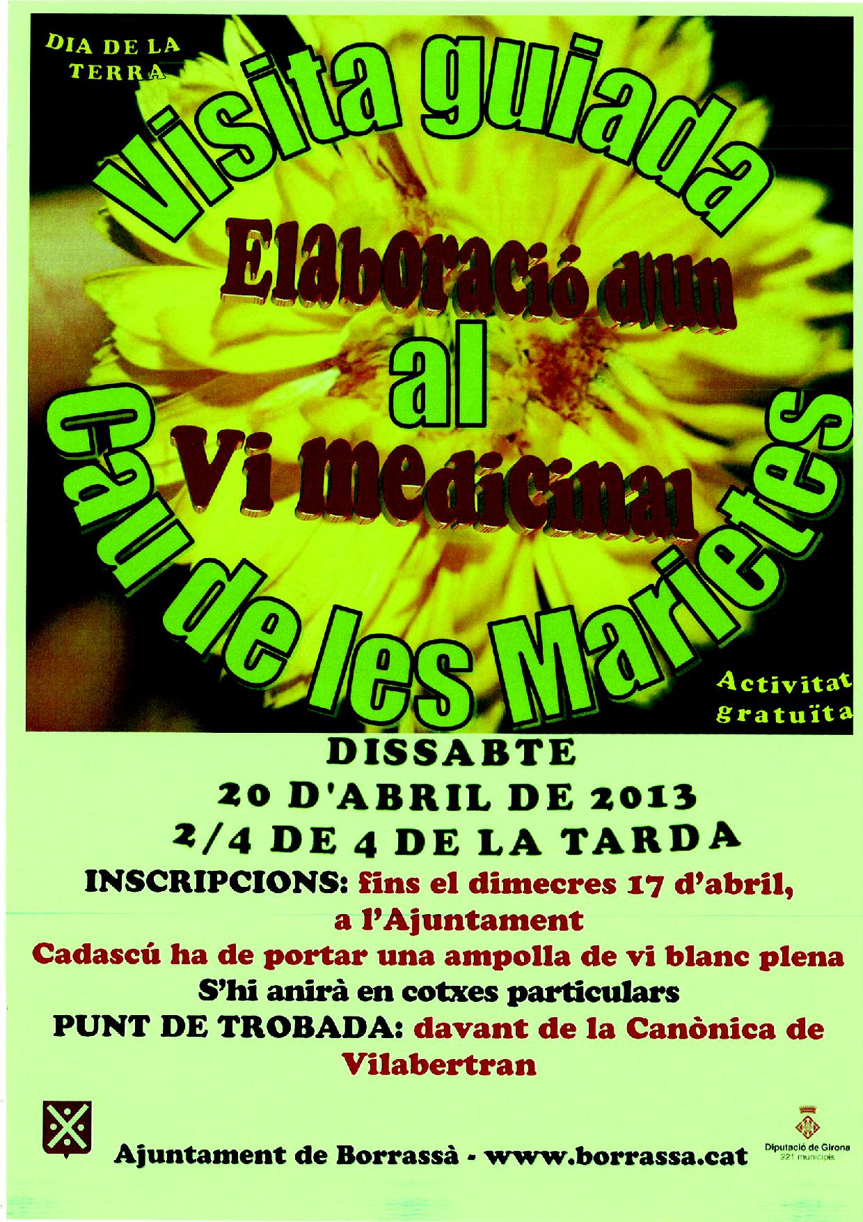 Un grup de veïns de Borrassà participaran aquest dissabte a la Visita guiada al Cau de les Marietes de Vilabertran. L'acte també inclourà un taller d'elaboració d'un vi medicinal.